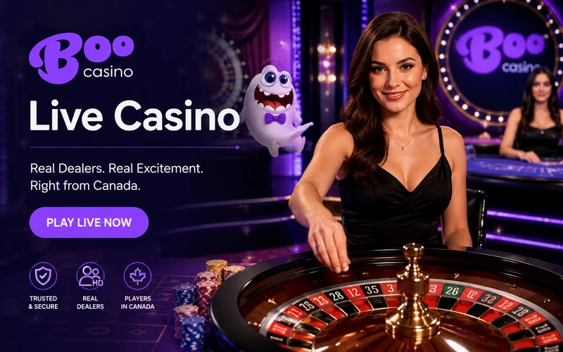 Live dealer at Boo Casino Canada — premium roulette table with real croupier