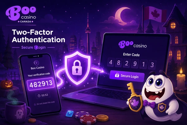 Step 3 — six-digit 2FA code at Boo Casino Canada