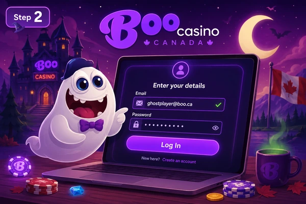Step 2 — enter email and password at Boo Casino Canada
