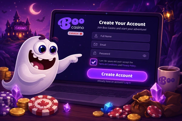 Boo Casino Canada registration form: full name, email, password